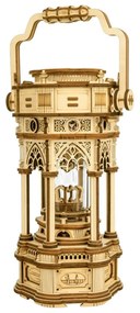Robotime Drevené 3D mechanické puzzle Hracia skrinka Viktoriánsky lampáš 210 ks