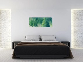 Obraz - Maľované ihličnany (120x50 cm)