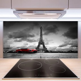 Sklenený obklad Do kuchyne Eiffelova veža paríž výhľad 125x50 cm