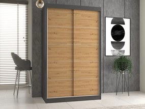 Šatníková skriňa IGA 120 cm antracit/dub artisan