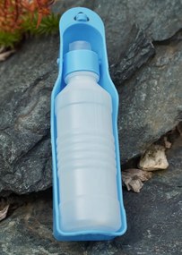 Cestovná fľaša s miskou pre psov 250 ml ANIMAL, modrá