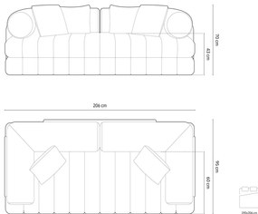 Sivobéžová rozkladacia pohovka z textílie buklé 206 cm Kemi – Cosmopolitan Design