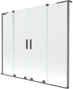 Mexen Velar L Duo, 2-krídlová posuvná vaňová zástena 170 x 150 cm, 8mm číre sklo, brúsený grafit, 896-170-003-02-66