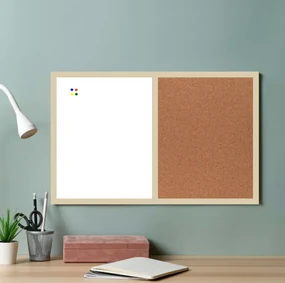 Toptabule.sk KMTDR Kombinovaná tabuľa biela v drevenom ráme + 6 farieb rámu 120x90cm /
