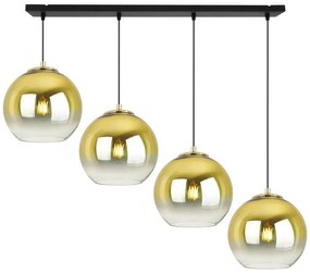 Závesné svietidlo Bergen Gold, 4x zlaté/transparentné sklenené tienidlo (fi 20cm)