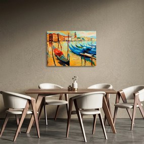 Sklenený obraz - Prístav v Benátkach (70x50 cm)