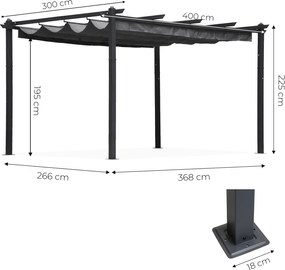 Zahradní pergola s posuvným střešním systémem Zenia 3x4 m šedá