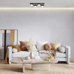 Stropné svietidlo SEMA 4xGX53/15W/230V čierna/hnedá/dub