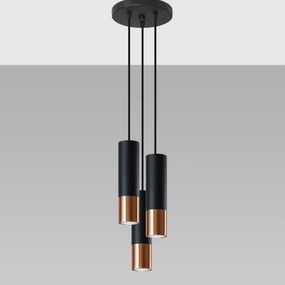 Sollux SL.0949 - Luster na lanku LOOPEZ 3xGU10/10W/230V guľatý čierna/meď