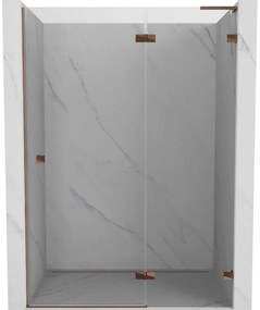 Mexen Lunar L, výklopné pravé sprchové dvere 135 cm, 8mm číre sklo, ružové zlato profil, 834L-135-000-60-00-P