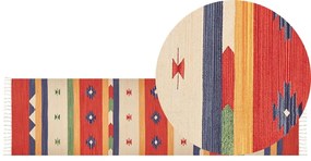 Bavlnený kelímový koberec 80 x 300 cm viacfarebný ALAPARS Beliani