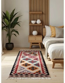 Červený obojstranný ručne tkaný vlnený behúň 60x190 cm Kamal Kian – Nouristan