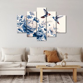 Obraz - Kolibríky nad kvetinou (150x105 cm)