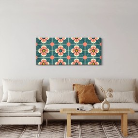 Obraz - Retro vzor s kvetmi (120x50 cm)