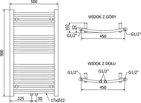 Mexen Ares, vykurovacie teleso 900 x 500 mm, 372 W, biela, W102-0900-500-00-20