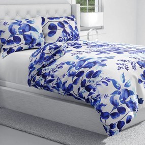 Biante Bavlnené posteľné obliečky Sandra SA-605 Modrý eukalyptus na bielom Jednolôžko 140x200 a 70x90 cm