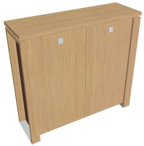 Stredná skriňa Verno+ S 140 x 46 x 130 cm, dub svetlý / hnedá