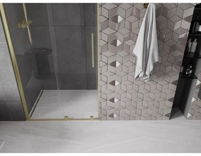 Mexen Velar, posuvné dvere do otvoru 90x200 cm, 8mm číre sklo, zlatá matná, 871-090-000-01-55