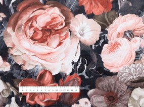 Biante Zamatový záves Tamara TMR-018 Červené kvety 145x220 cm