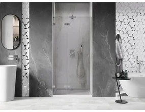 Mexen, Mexen Lunar výklopné sprchové dvere ľavé 115 cm, transparentné, brúsený nikel - 834-115-000-97-00-L