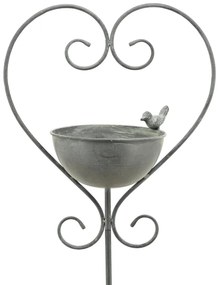 Zapichovacie napájadlo pre vtáky Heart, 138,4x33,7 cm, kov, sivá