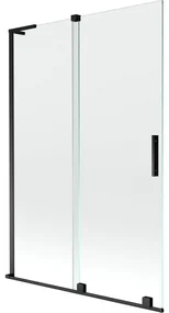 Mexen Velar L, 2-krídlová posuvná vaňová zástena 120 x 150 cm, 8mm číre sklo, čierna matná, 896-120-003-01-70