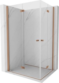 Mexen Mist-F Duo, skladací sprchový kút 95 x 70 cm, priehľadný, brúsená meď - 8A6-095L-070P-65-00