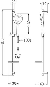 Mexen sprchový set DQ67, čierny, 785674581-70