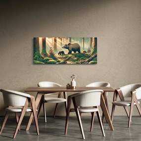 Obraz - Medvede v lese (120x50 cm)