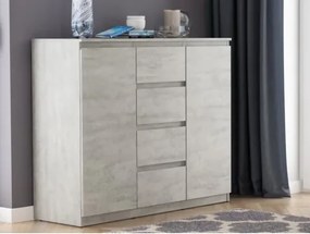 Široká komoda so 4 zásuvkami Carlos, šedý betón, 120 cm%