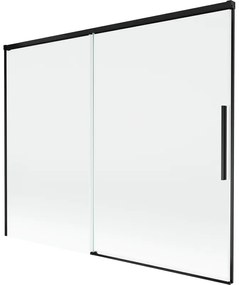 Mexen Rox, 2-krídlová posuvná vaňová zástena 190 x 150 cm, 8mm číre sklo, čierny matný profil, 8C9-190-001-70-00