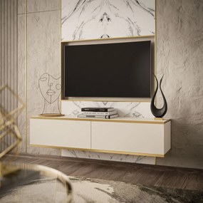 ZÁVESNÝ TV STOLÍK DION BÉŽOVÝ + ZLATÝ 135 cm