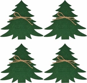 Vrecko na príbory X-Mas Tree zelená, sada 4 ks