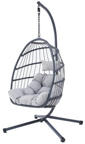 Autronic Závesné kreslo, kov, polyratan, sivá,AZ-V 1269GREY