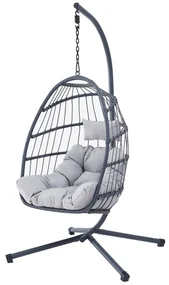 Autronic Závesné kreslo, kov, polyratan, sivá,AZ-V 1269GREY