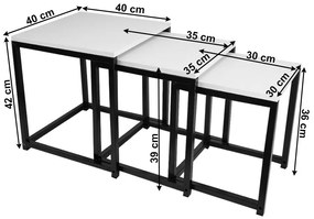 Set 3 ks konferenčných stolíkov Hustler Typ 3 (biela matná + čierna). Vlastná spoľahlivá doprava až k Vám domov. 1075389