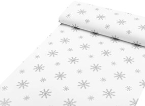 Biante Teflónový behúň na stôl TF-101 Vianočné sivé vločky na bielom 35x160 cm