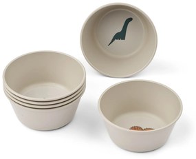 LIEWOOD Plastová miska Cees Dinosaurus / Mist – set 6 ks