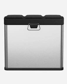 Veľký odpadkový kôš 54 L, recyklačný kôš 3x18 L, strieborný