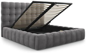 Sivá čalúnená dvojlôžková posteľ s úložným priestorom s roštom 200x200 cm Bali – Cosmopolitan Design
