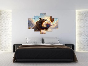 Obraz - Medveď a včielky (150x105 cm)
