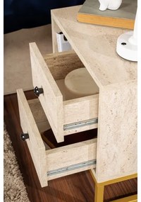 Nočný stolík GLIMMER 50x45,2 cm béžová/zlatá