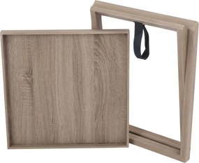 Hnedý drevený odkladací stolík s podnosom Butlertray - 52*52*46cm