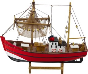 LEAN Toys Model zberateľskej dekorácie Rybárska loď Červená 30x26cm