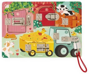 Drevená motorická hra so zámkami - Farma