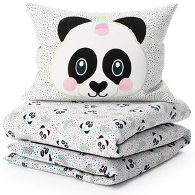 Detské bavlnené obliečky PANDA UNICORN biele Rozmer obliečky: 60 x 70 cm | 140 x 200 cm
