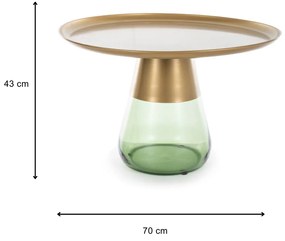 Konferenční stolek Tiffany 70 cm matný zlatý/zelený