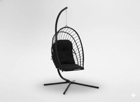 CH ERIS ČIERNA SKLADACIA ZÁVESNÁ STOLIČKA, VANKÚŠ – ČIERNY, RÁM – ČIERNY