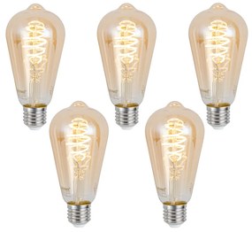 Sada 5 ks Inteligentné stmievateľné LED žiarovky E27 ST64 Jantárová 4,9 W 320 lm 2500 K