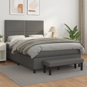 Boxspring posteľ s matracom sivá 140x190 cm umelá koža 3137603